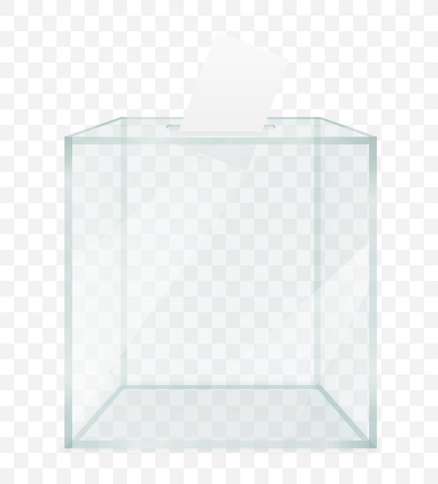 Glass transparent ballot box for election voting vector