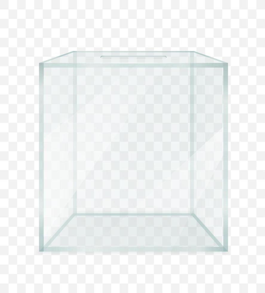 Glass transparent ballot box for election voting vector