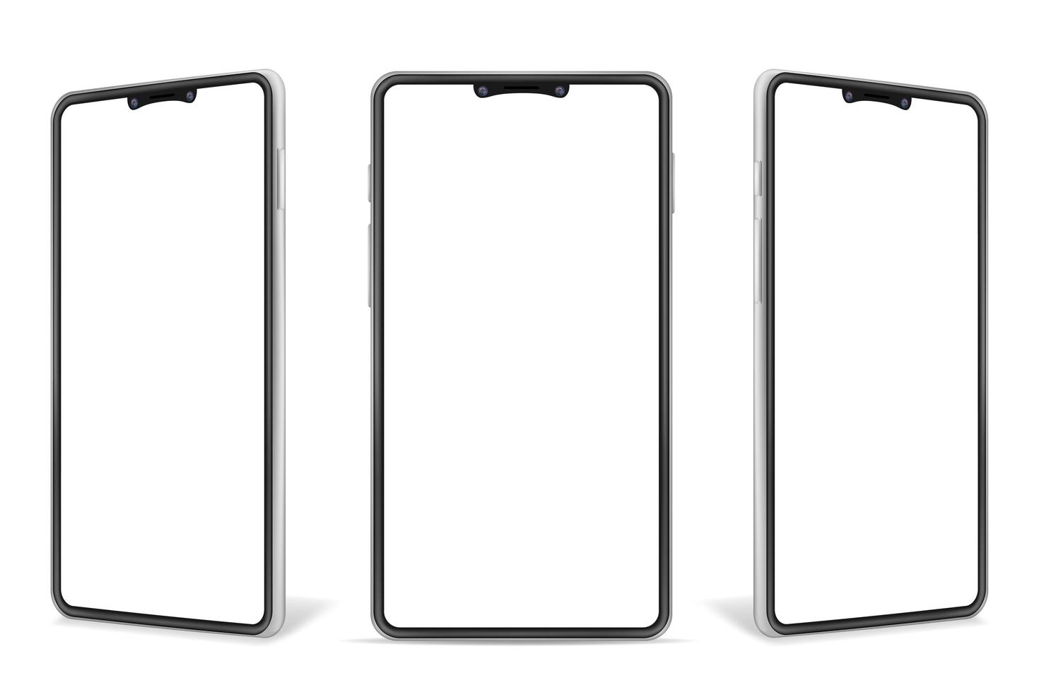 Realistic smartphone blank mock up mobile phone set vector