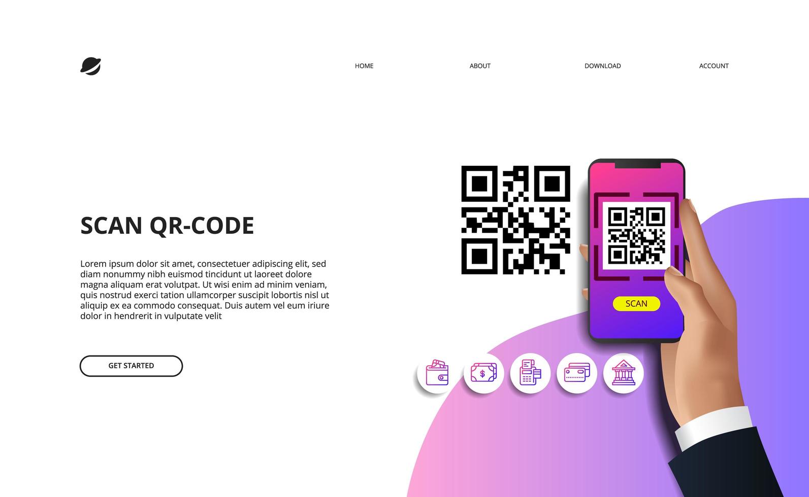 código qr para financiar el pago en línea vector