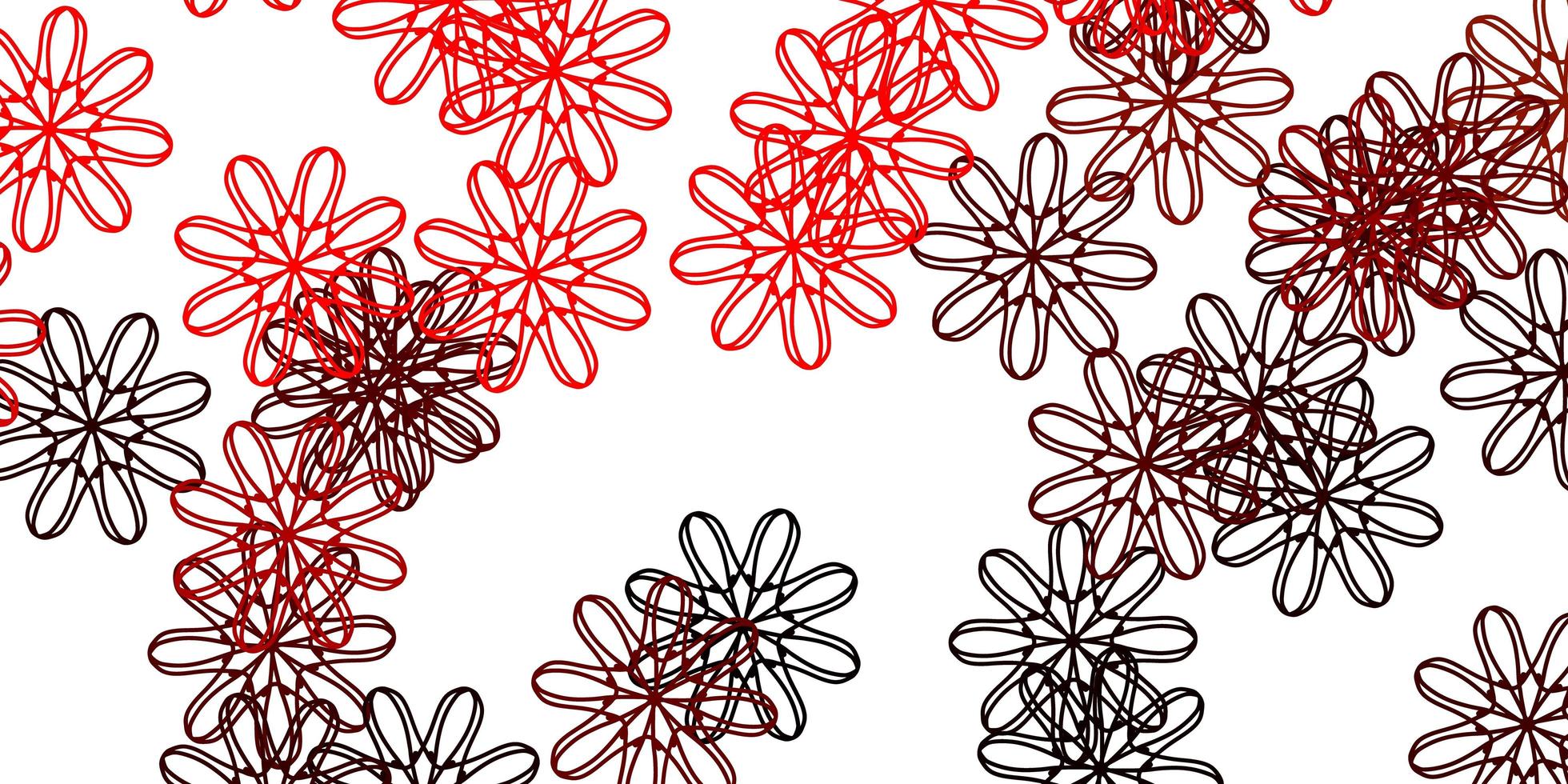 Red doodle pattern with flowers. vector