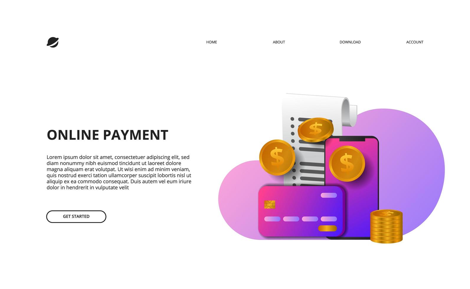 Online payment landing page business finance e-commerce vector