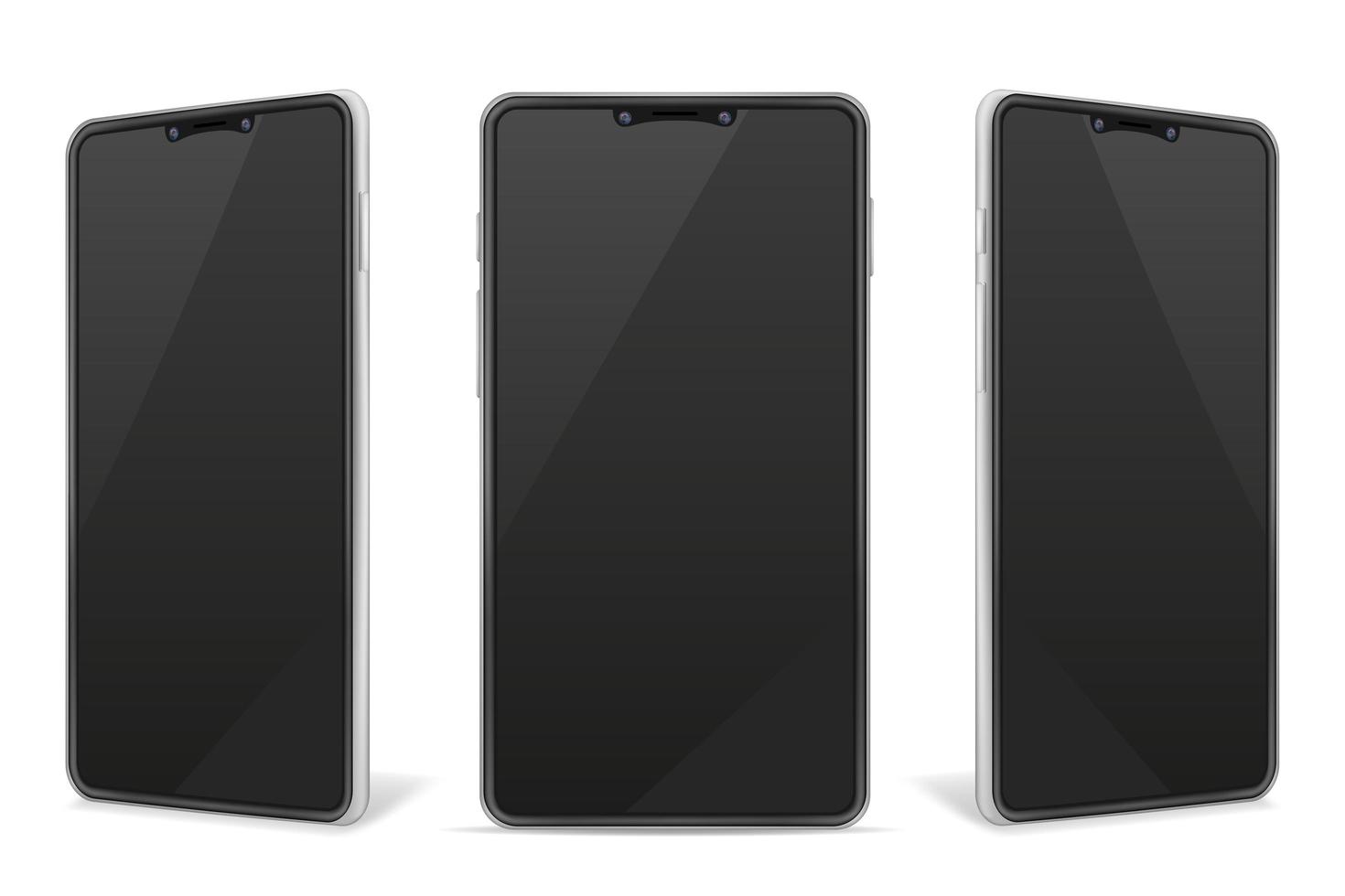 Realistic smartphone blank mock up mobile phone set vector