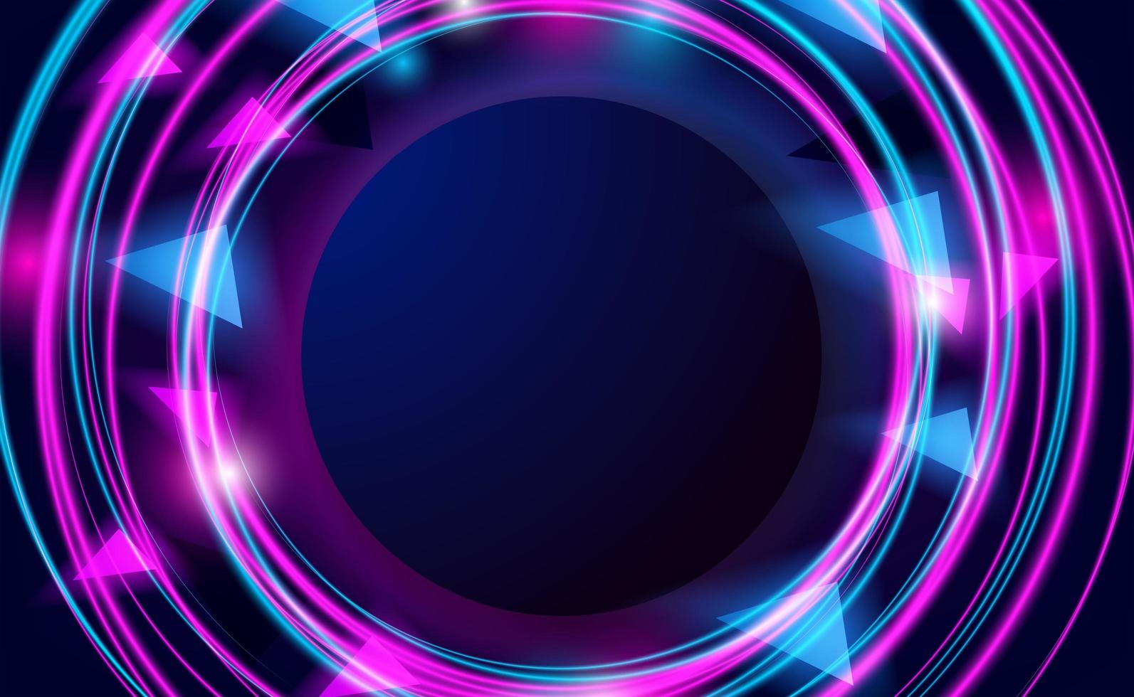 Round circle with neon line pink and cyan vector