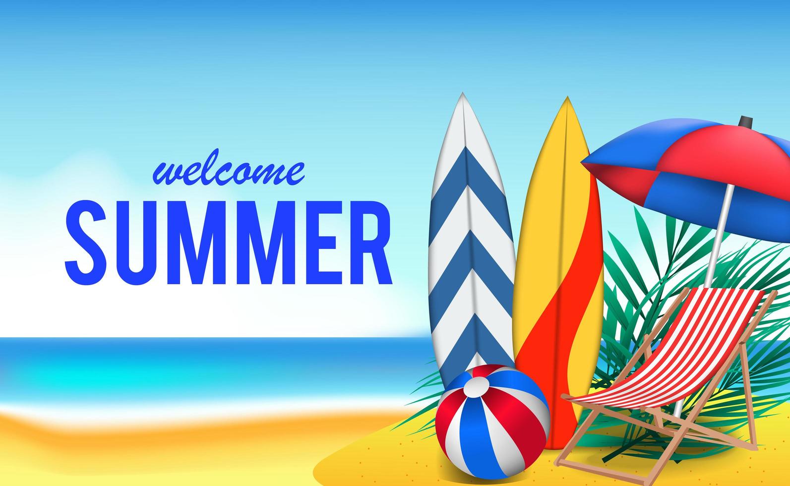 Hello Summer day travel holiday at beach vector