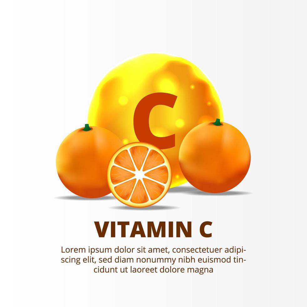 3d esfera oro amarillo vitamina c molécula vector