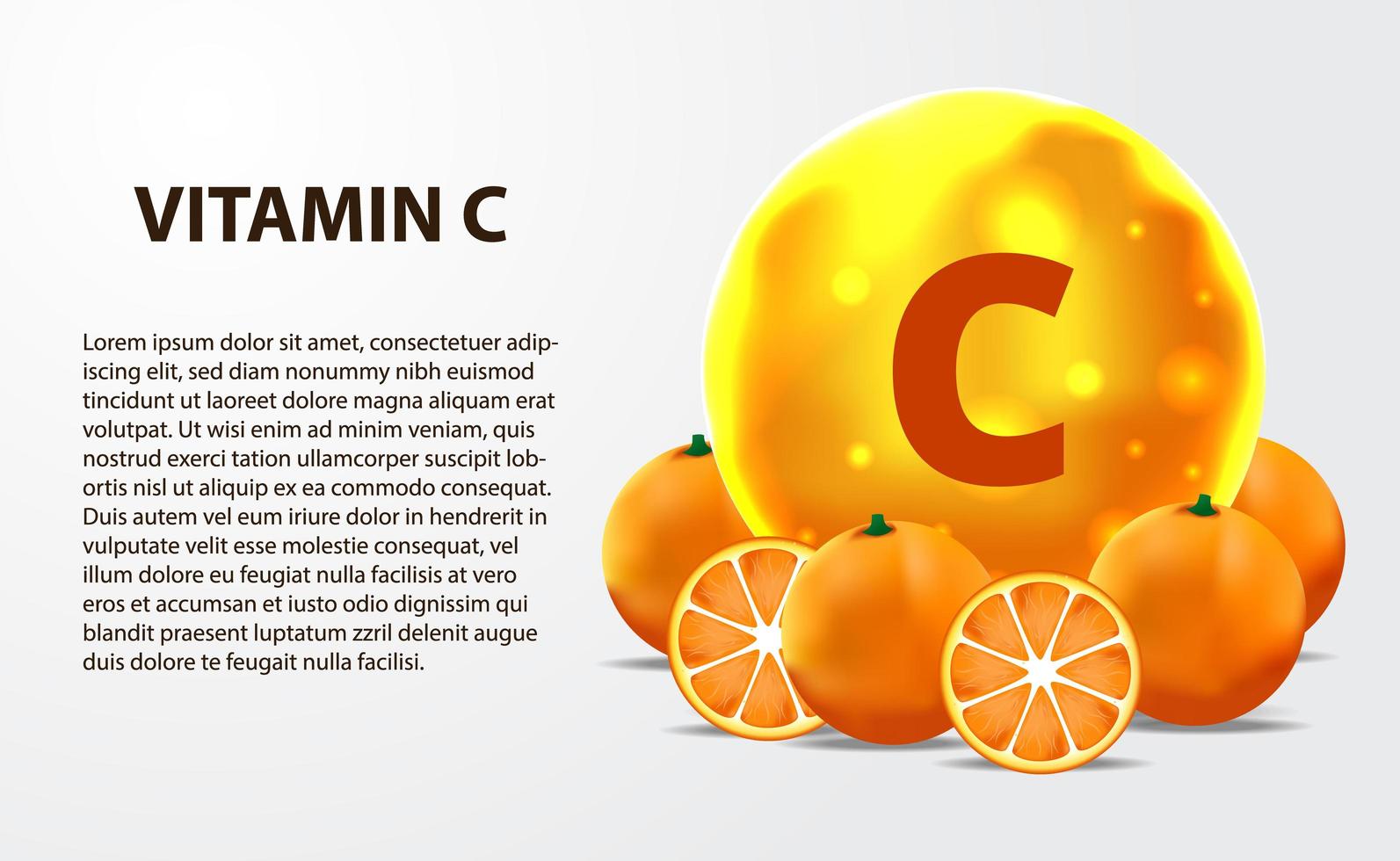 3D sphere molecule gold yellow vitamin c vector