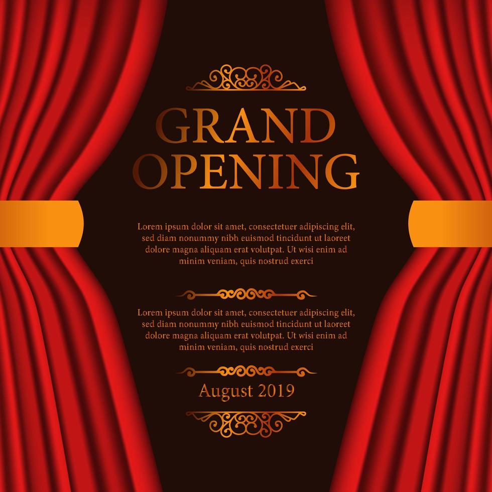 Grand opening party ceremony with red curtain silk vector