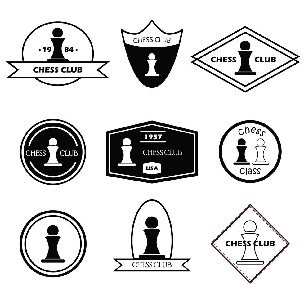 Chess logo set in simple style vector