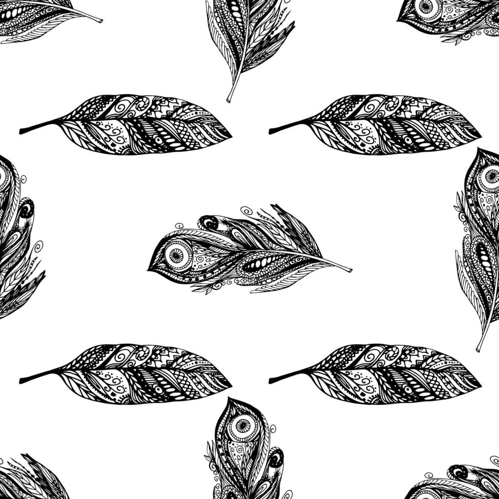 Pattern with feathers. vector