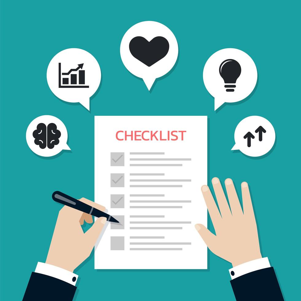 Businessman ticks off items on a checklist form vector