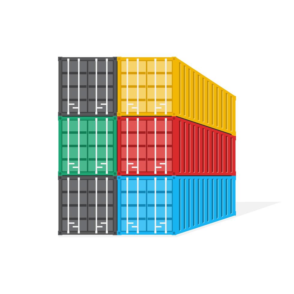 Colorful shipping containers stacked up vector