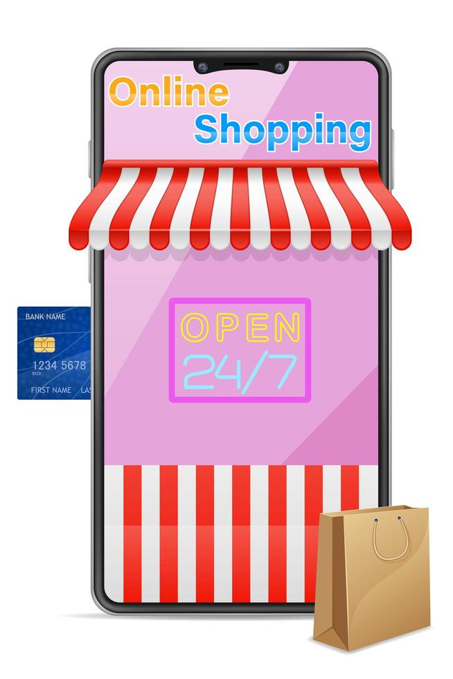 concepto de smartphone compras online vector