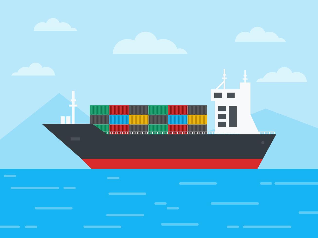 Container cargo ship in the ocean vector