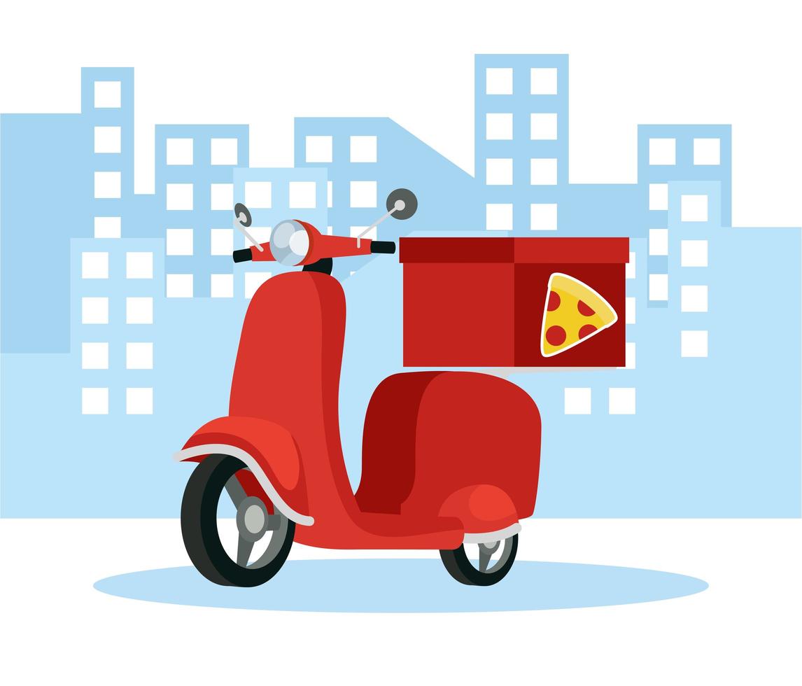 Delivery service with pizza motorcycle vector