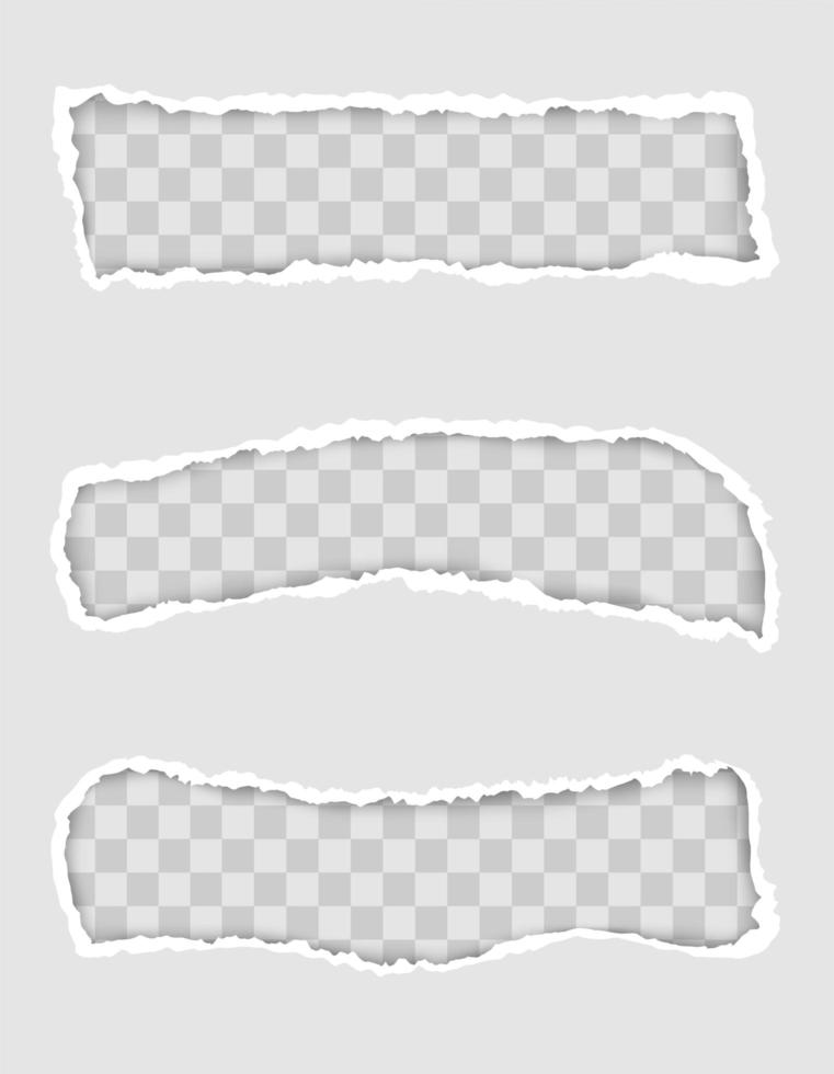 Torn paper edge for design with transparent space template set vector