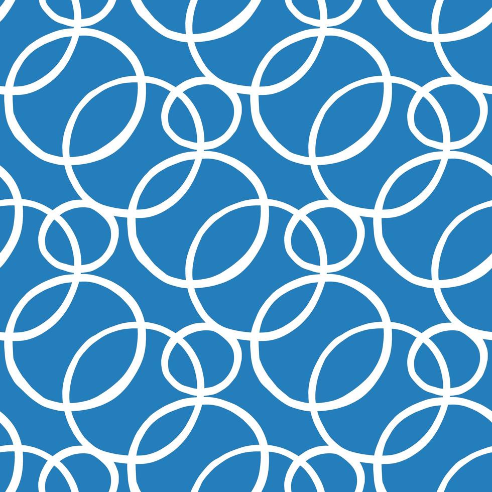 Hand drawn white colored circles on blue pattern vector