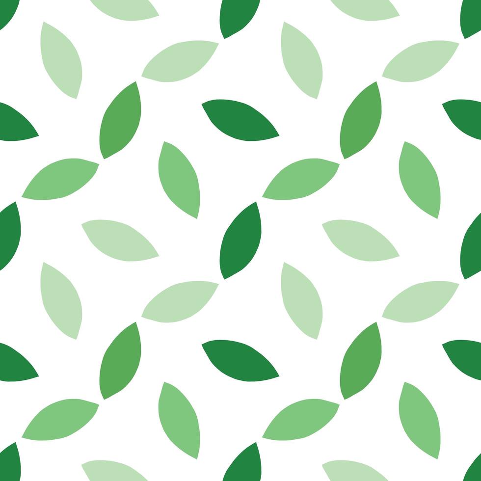 Hand drawn green colored leaves pattern vector