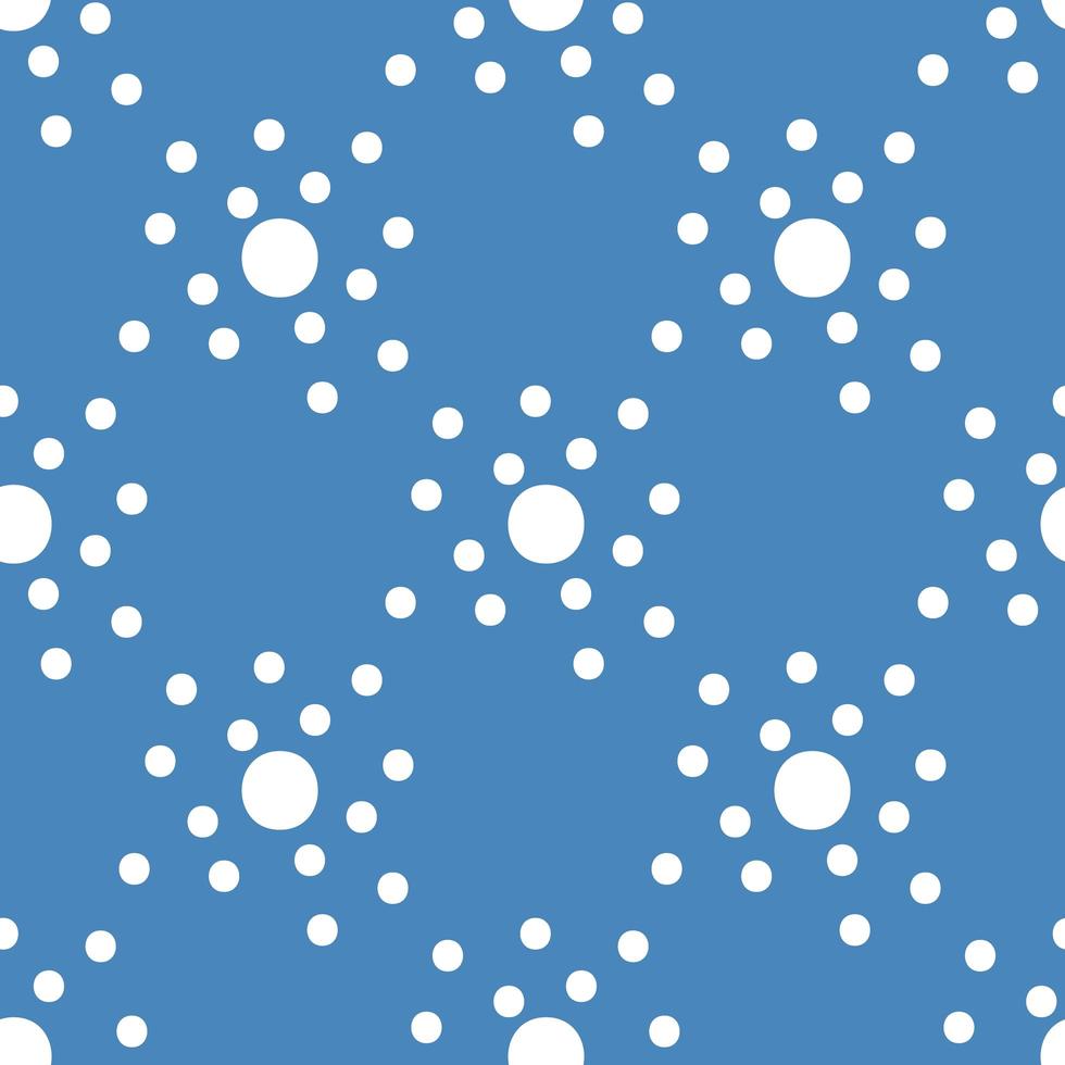Hand drawn white colored dots on blue pattern vector