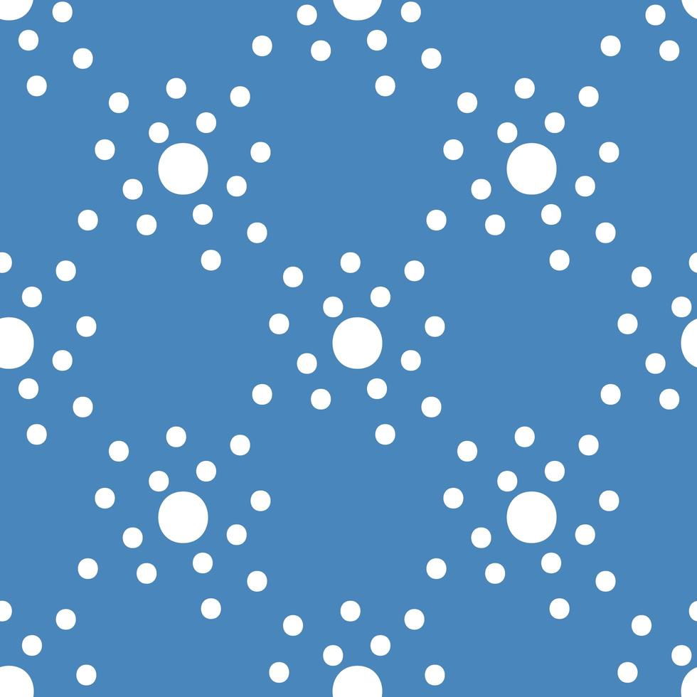 Hand drawn white colored dots on blue pattern vector