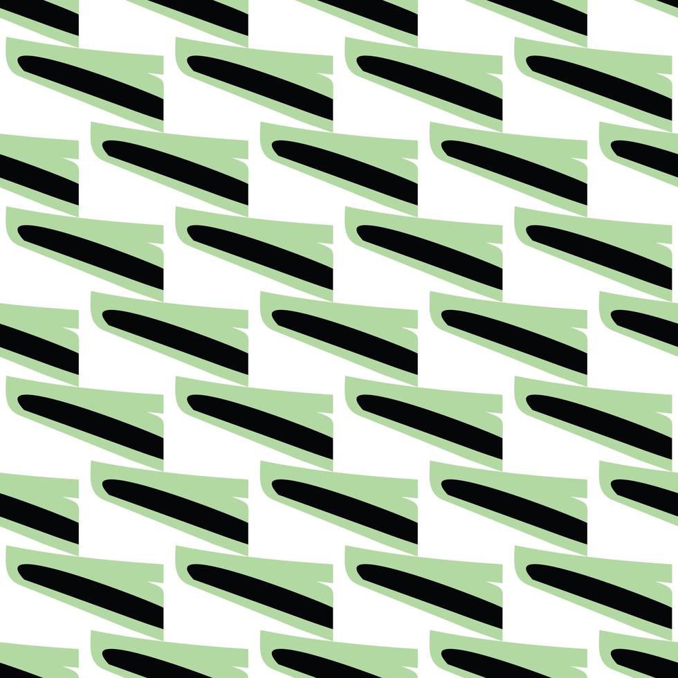 Hand drawn green, black and white abstract shape pattern vector