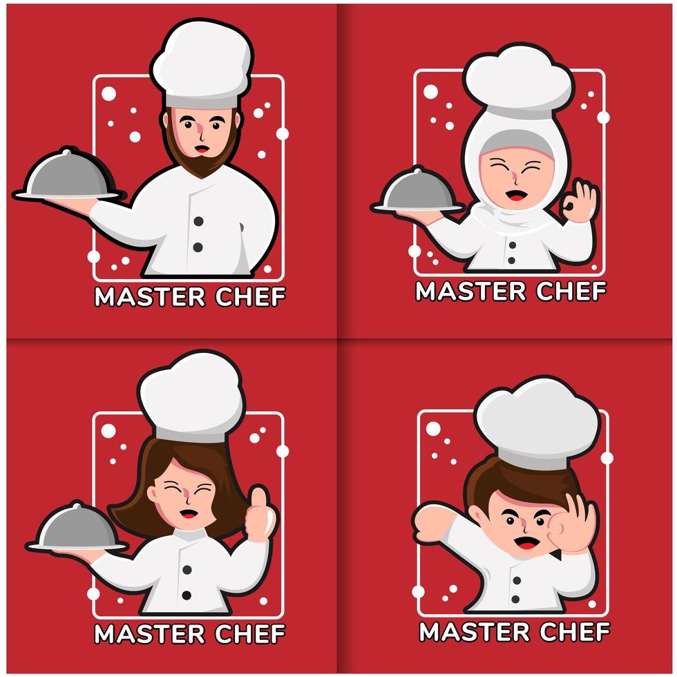 conjunto de diseño de logotipo de chef vector