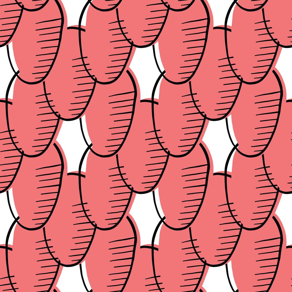 Hand drawn red and white oval shape pattern vector