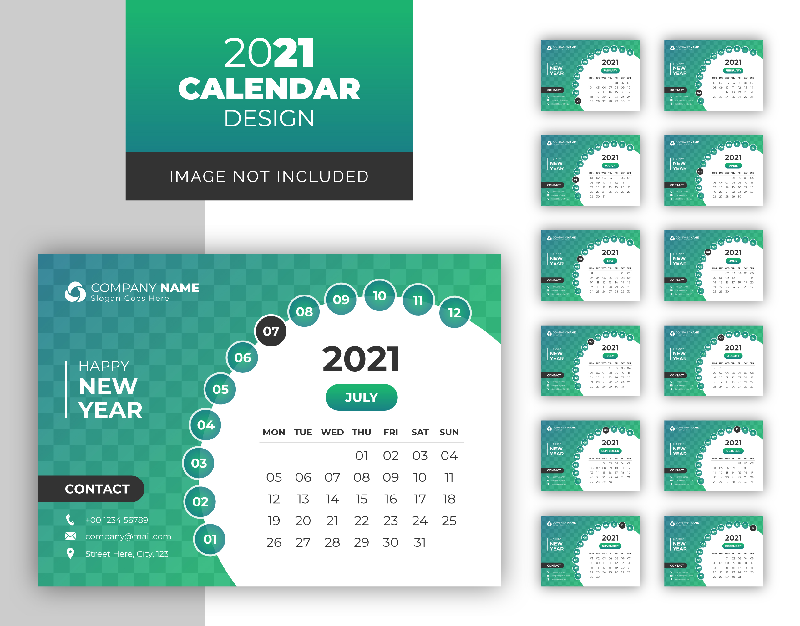 Round shape colorful desk calendar design template 1752206 Vector Art