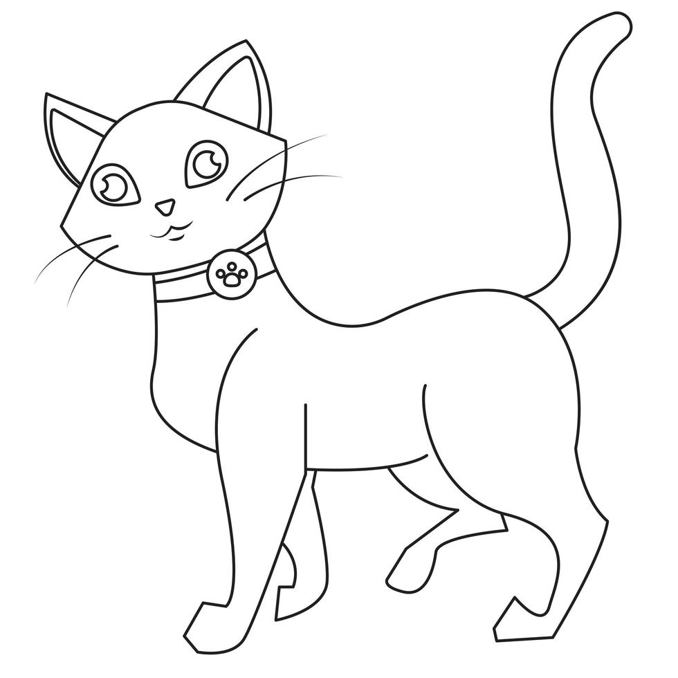 hermoso y lindo contorno de gato para colorear página vector