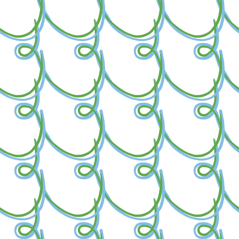 Hand drawn green and blue scribbles pattern vector
