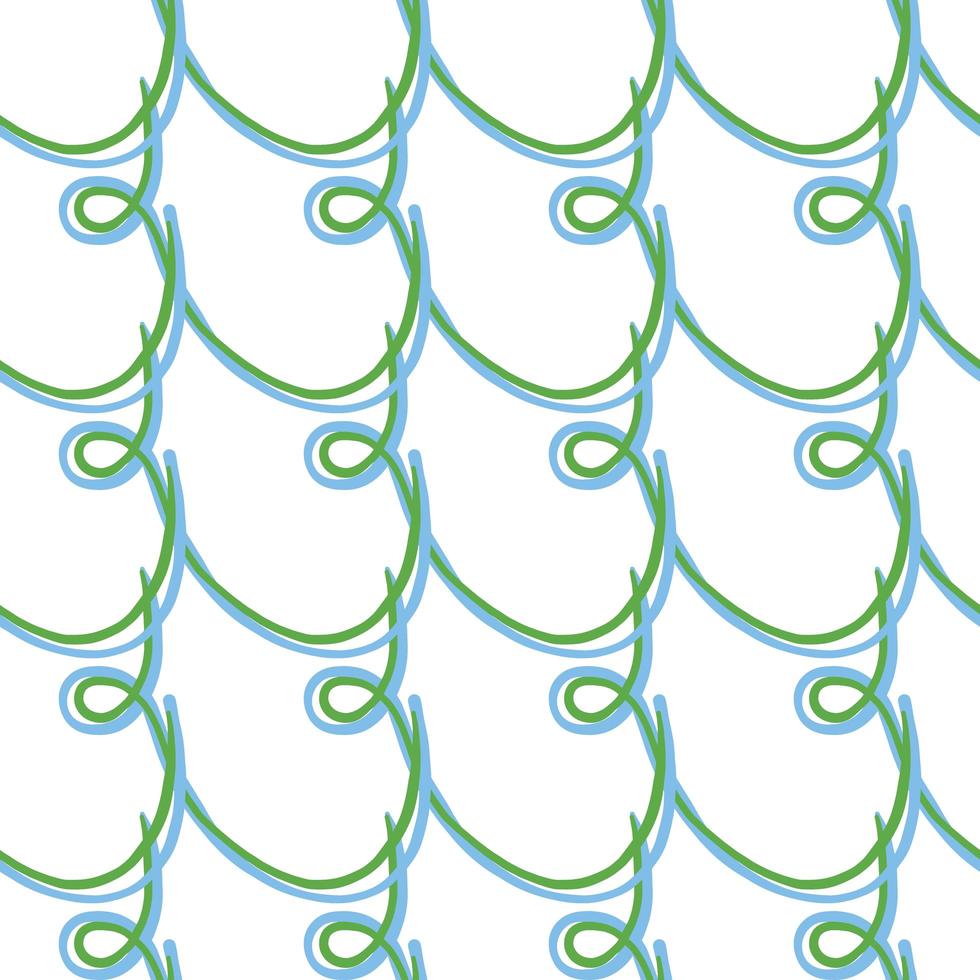 Hand drawn green and blue scribbles pattern vector