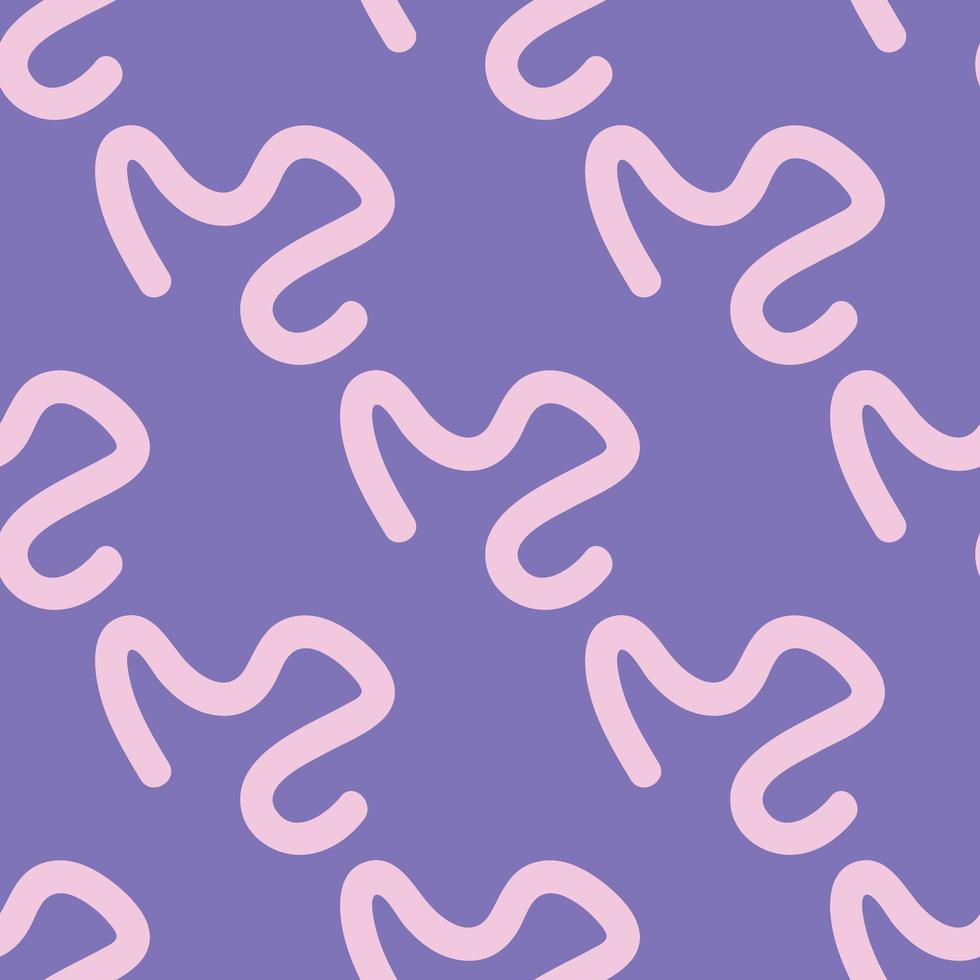 Hand drawn pink abstract shape on purple pattern vector