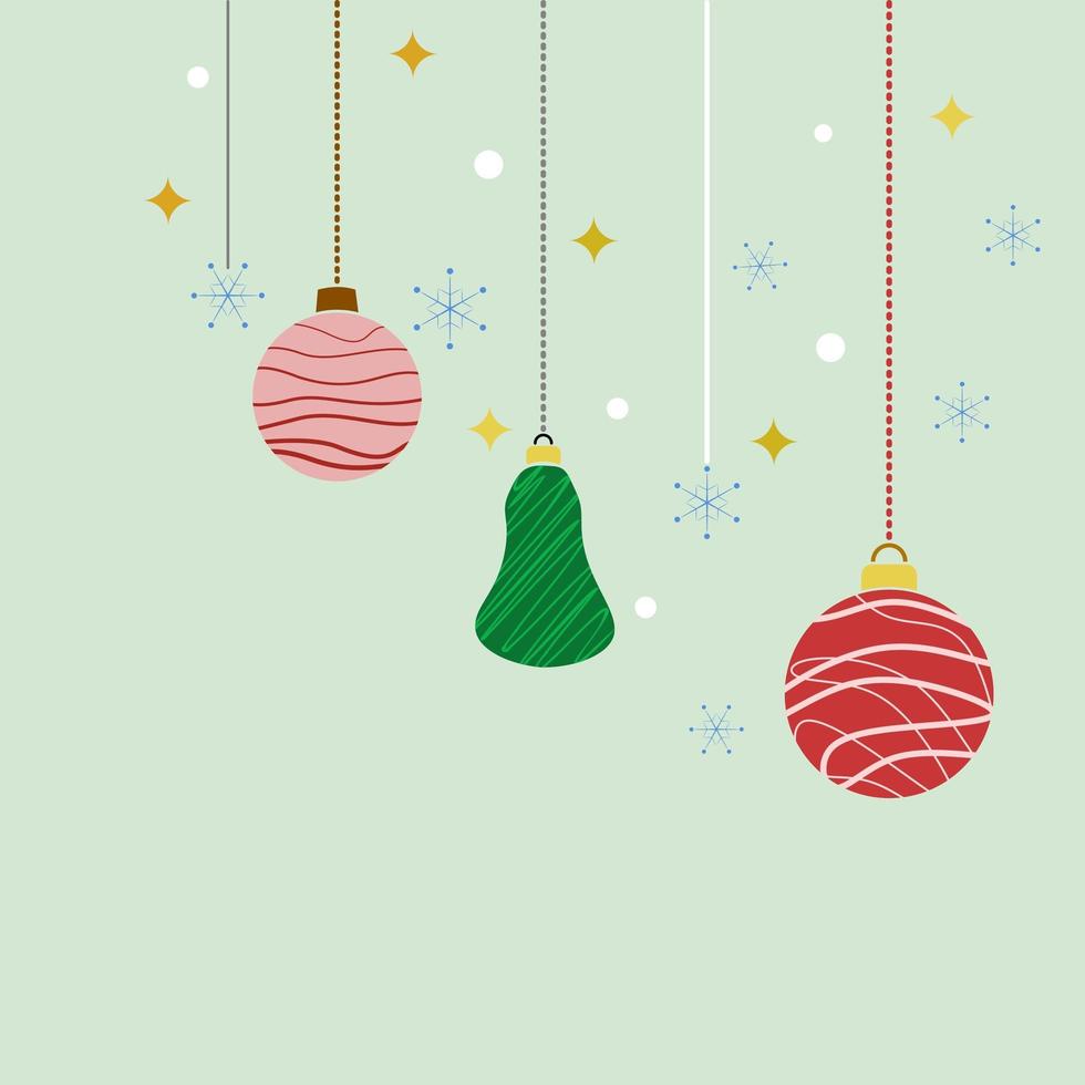 Christmas Ornaments Hand Drawn Card vector