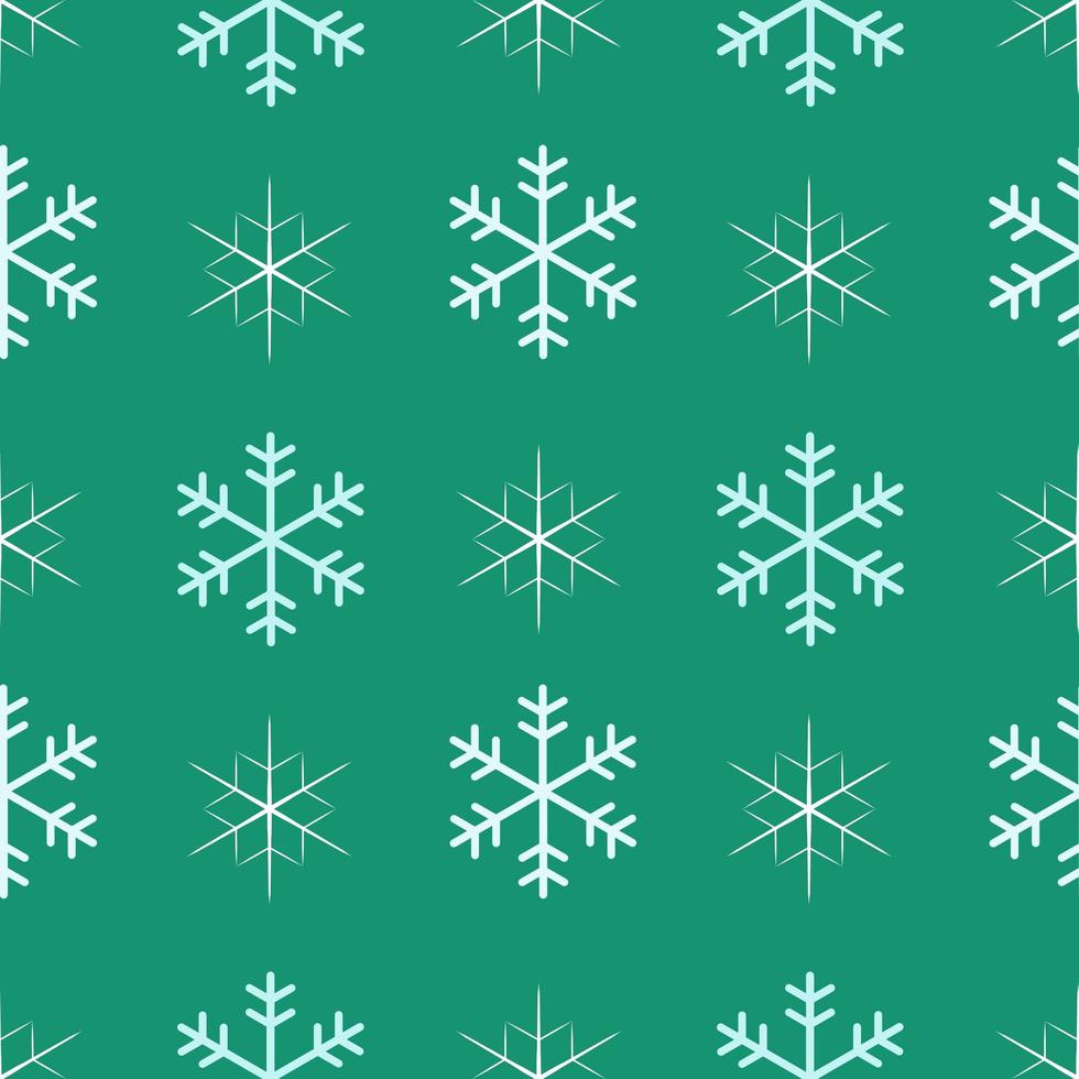 Snowflakes Seamless Pattern on Green vector