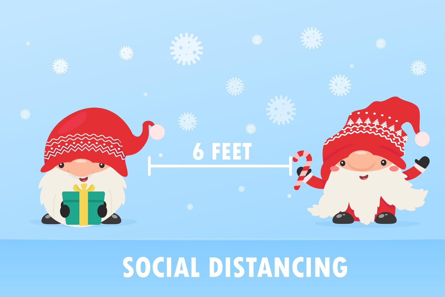 Christmas characters do social distancing vector