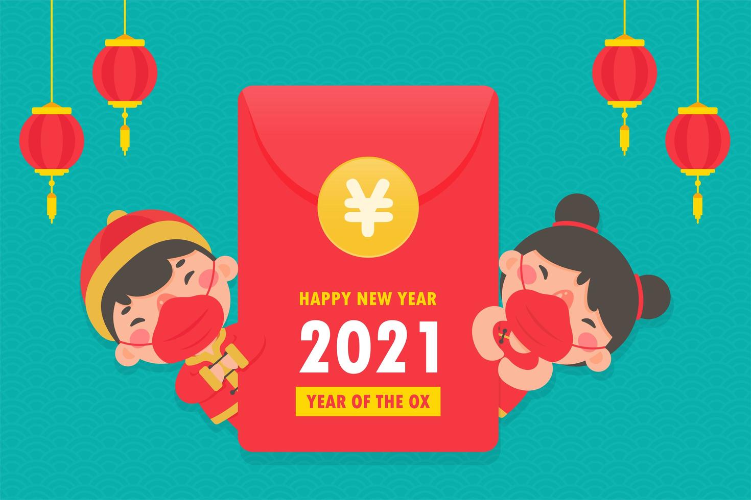 Chinese boy and girl in traditional clothing vector