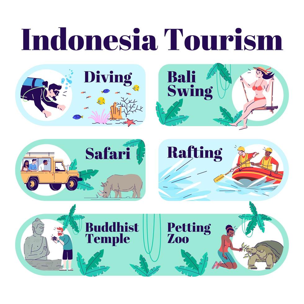 Plantilla de infografía de turismo de Indonesia. vector