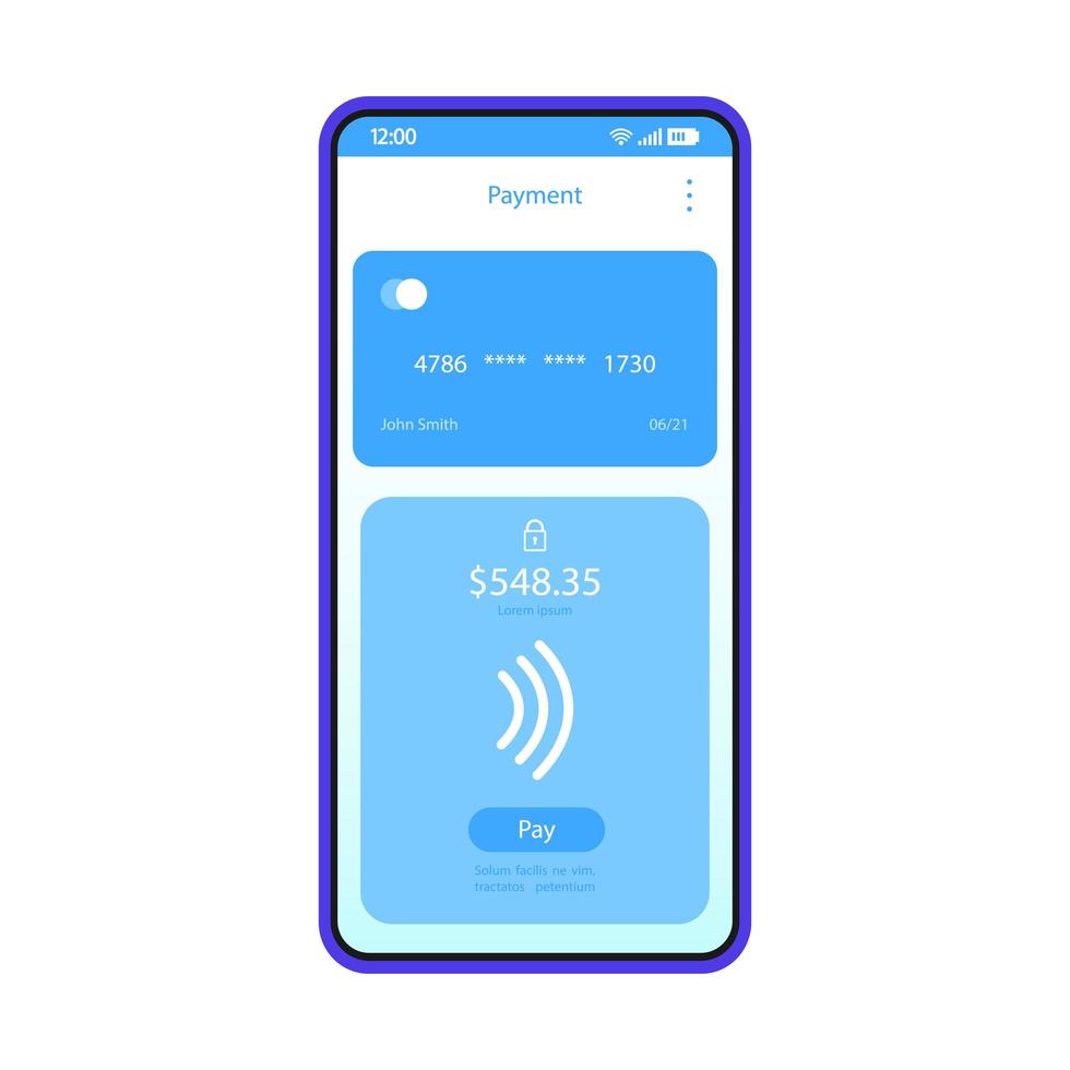 Online payment smartphone interface vector