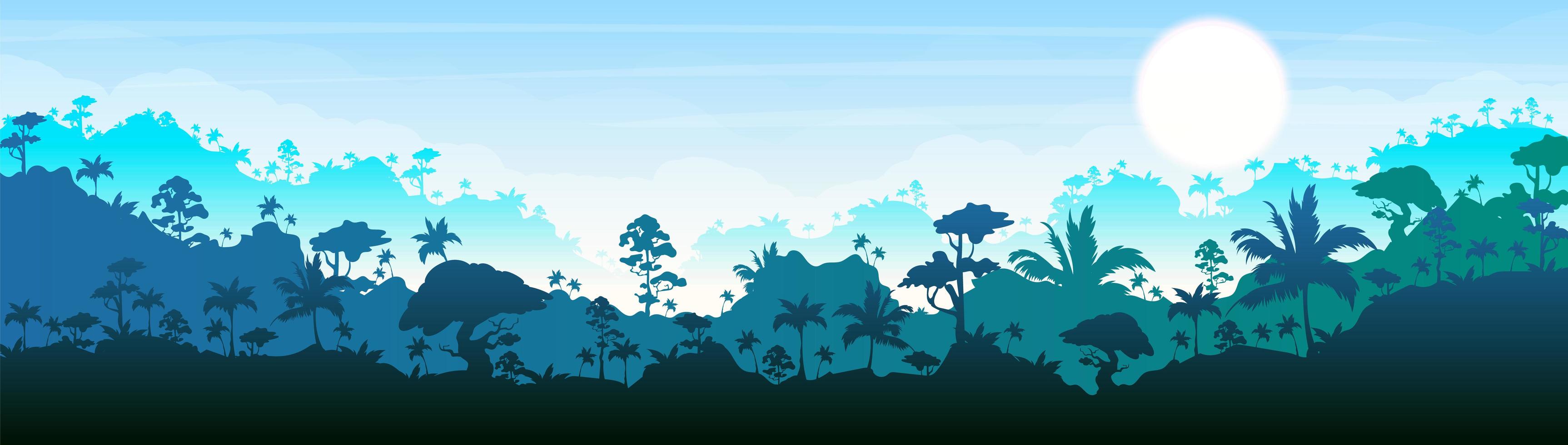 banner de silueta de selva vector