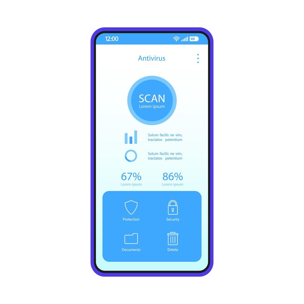 Antivirus smartphone app interface vector