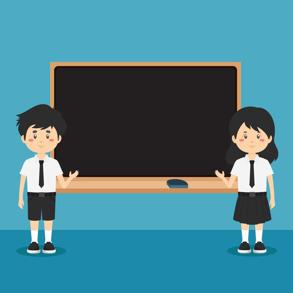 Cute Elementary School Students with Board vector