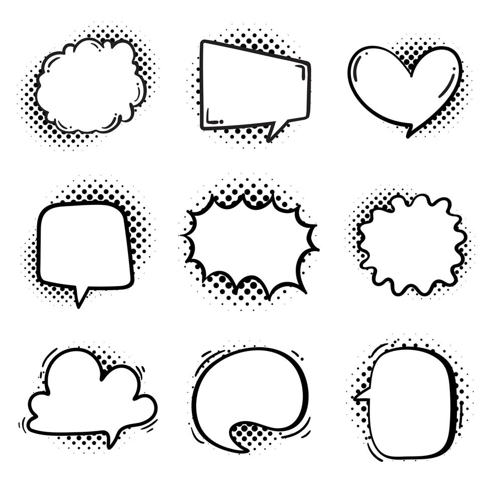 Collection of comic style halftone speech bubbles vector