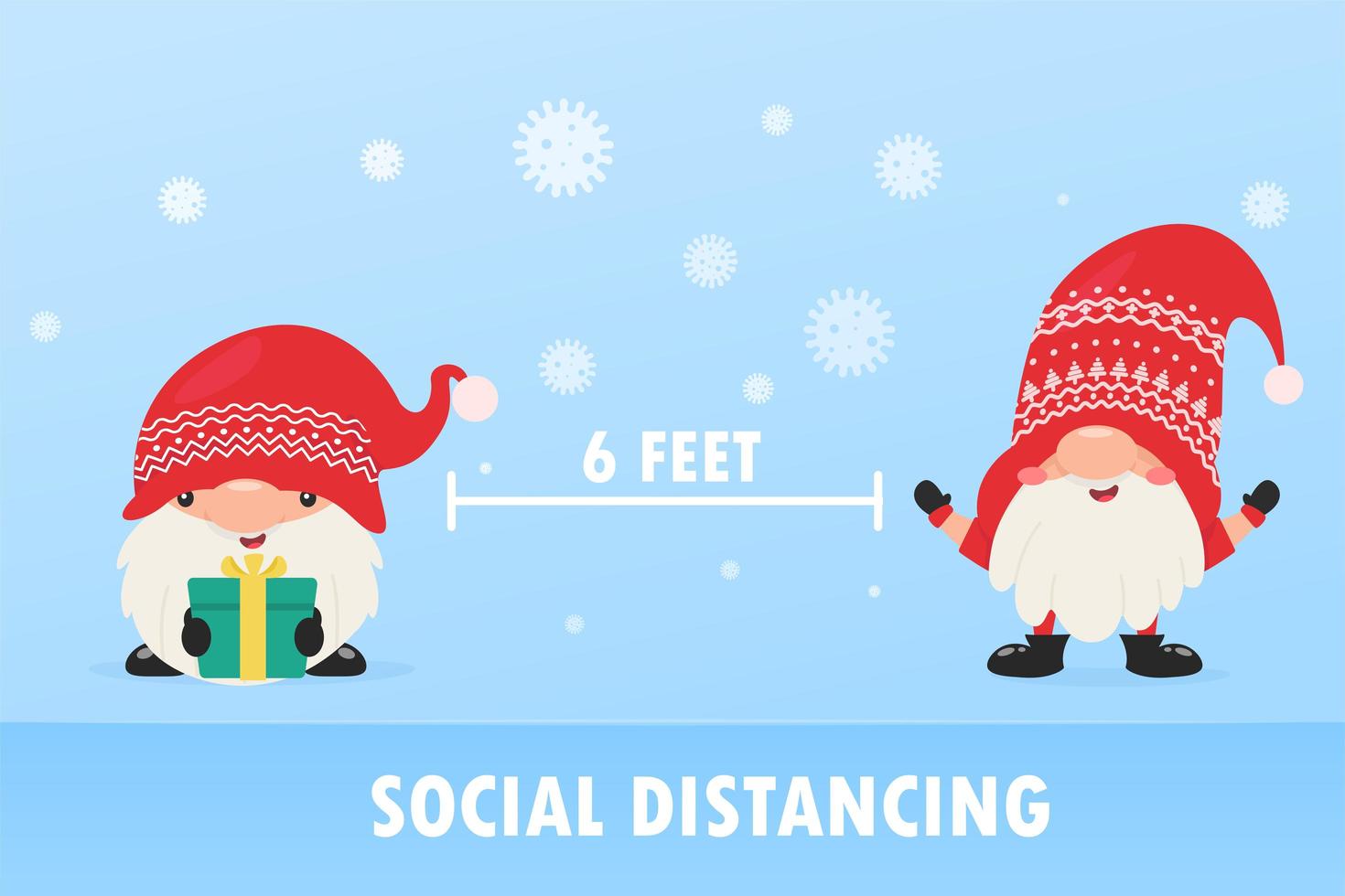 Christmas gnomes practicing social distancing vector