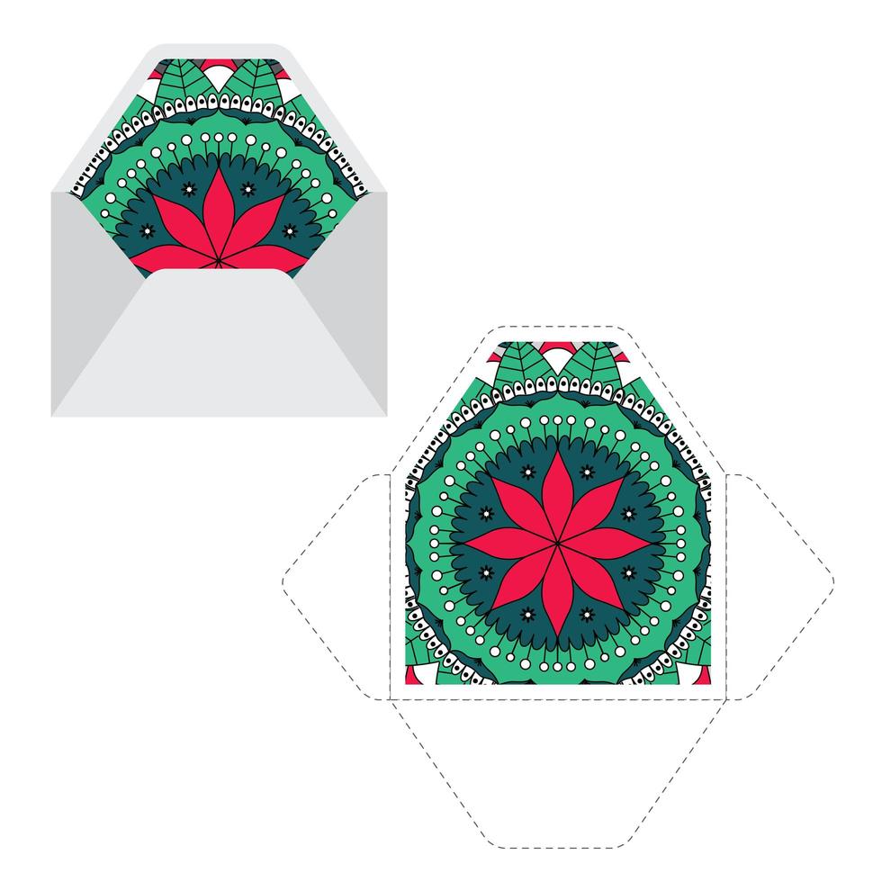 Mandala pattern paper sleeve template. vector