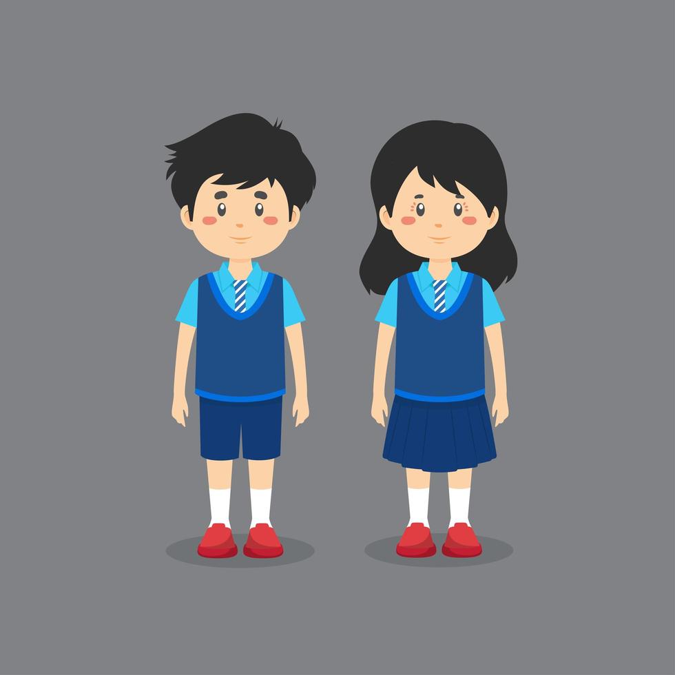 personajes lindos con uniforme escolar vector