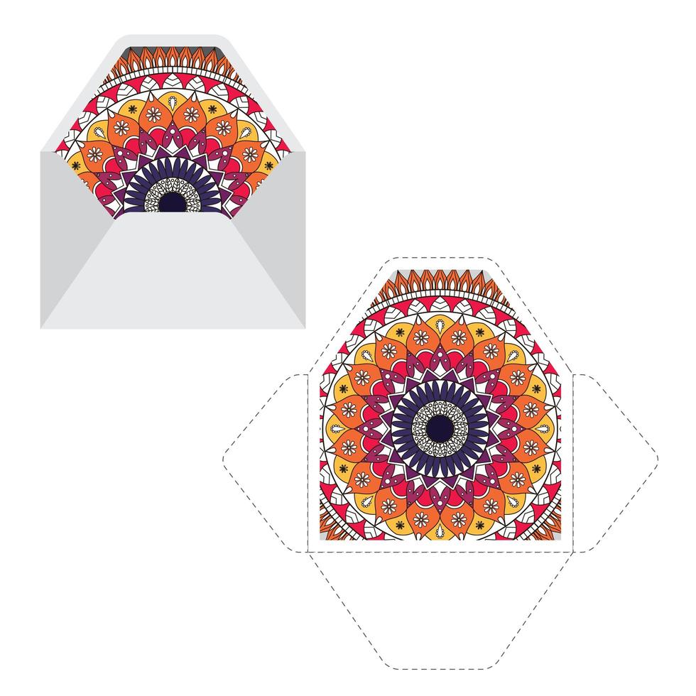 Mandala pattern paper sleeve template. vector