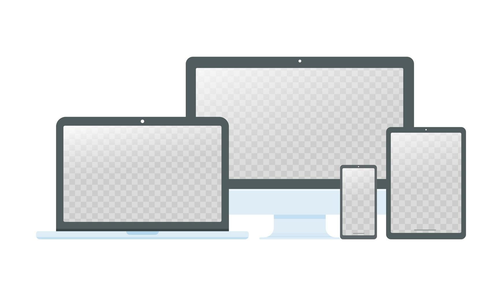 Desktop computer, laptop, and smartphone vector