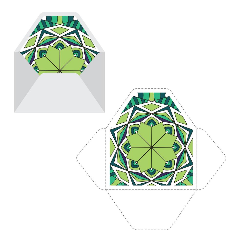 Mandala pattern paper sleeve template. vector