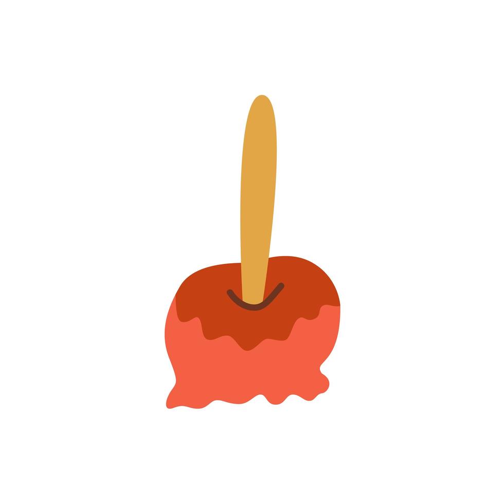 Apple in caramel icon in flat cartoon style. vector