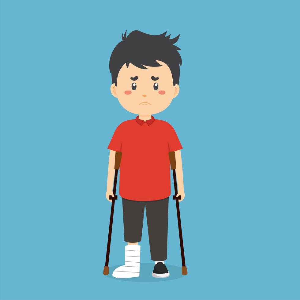 Wounded Man with Crutches vector